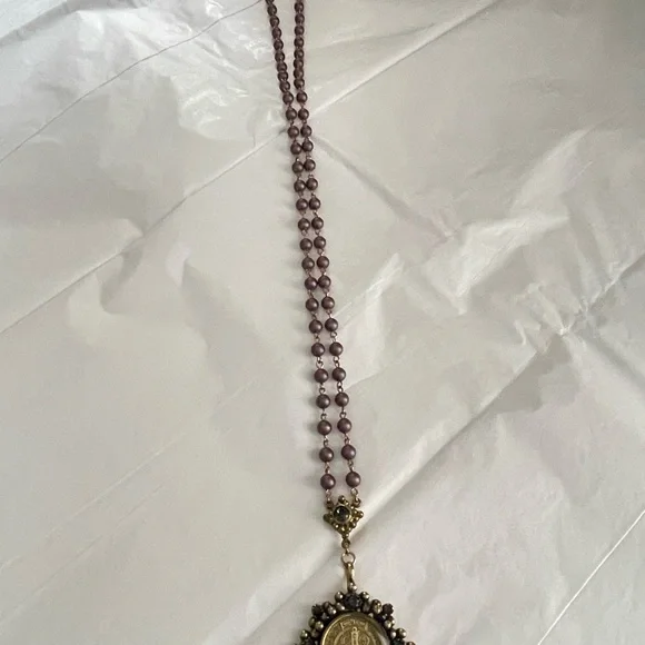 Virgins Saints & Angels Magdalena Necklace Purple Iridescent Beads Multi Length - Picture 4 of 8